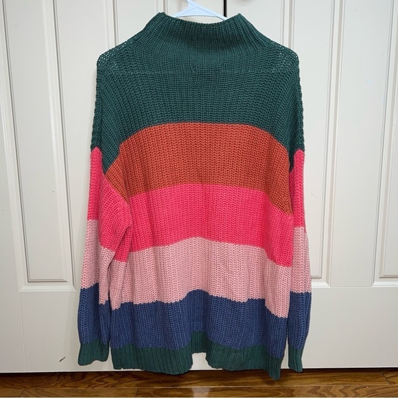 American Eagle Oversized Multicolor Striped Mock Neck Knit Sweater Size XS - Picture 9 of 12